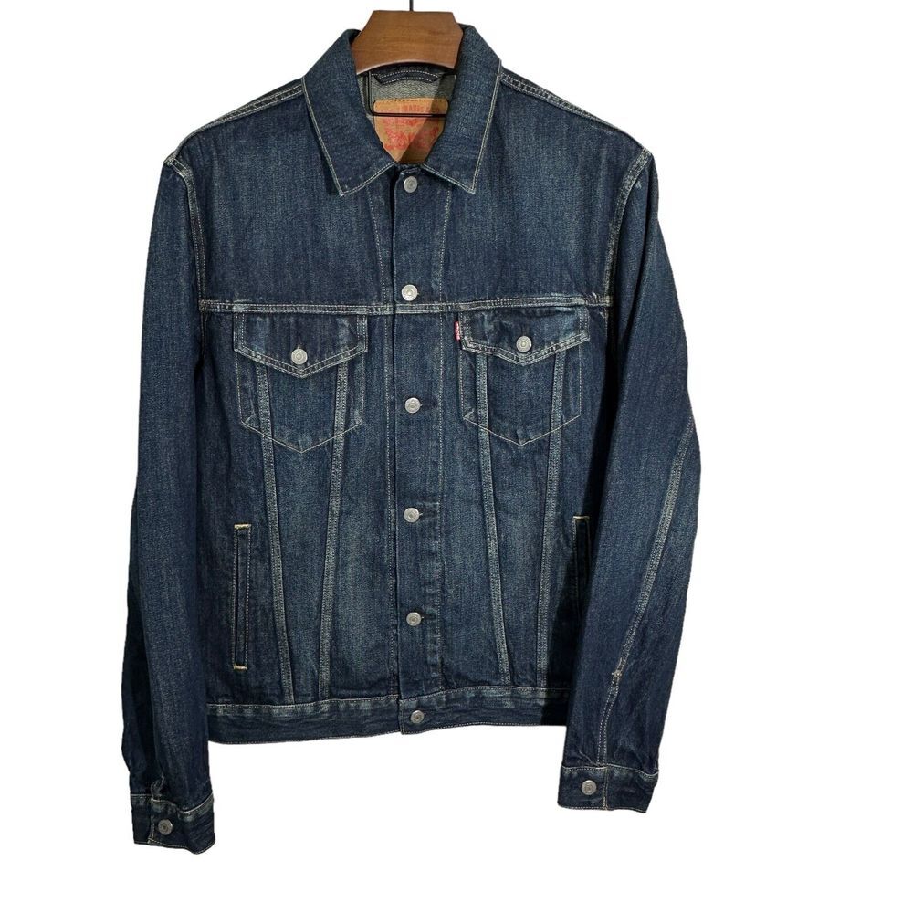 LEVI'S Dark Wash Denim Red Tab Trucker Jacket 70797 Size XL